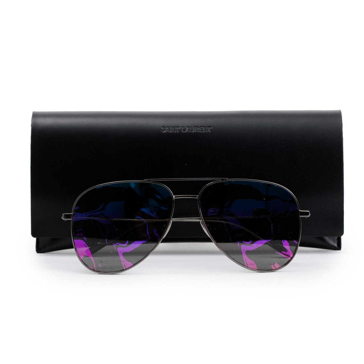 Saint Laurent Titanium SL 193T Aviator Sunglasses