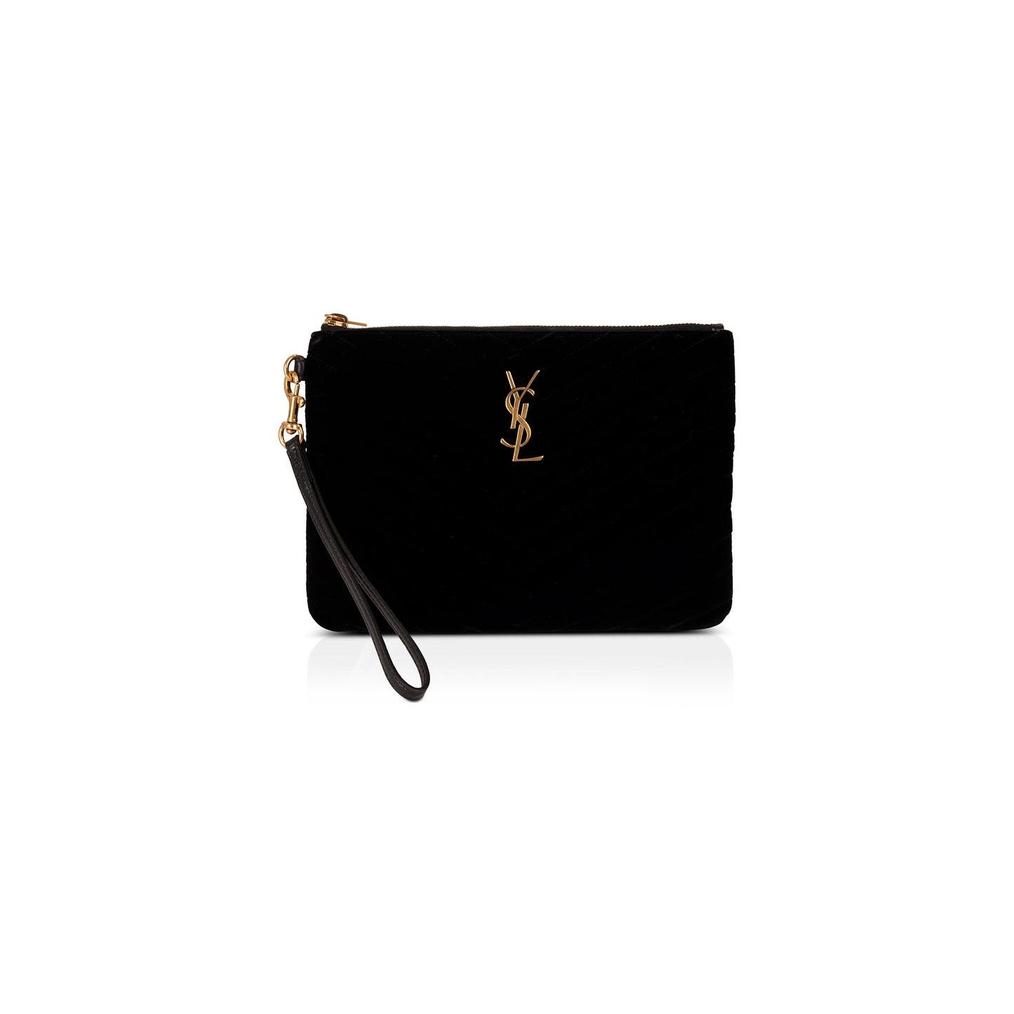 Saint Laurent Velvet Cassandre Wrist Pouch