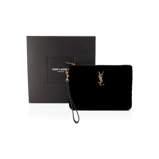 Saint Laurent Velvet Cassandre Wrist Pouch