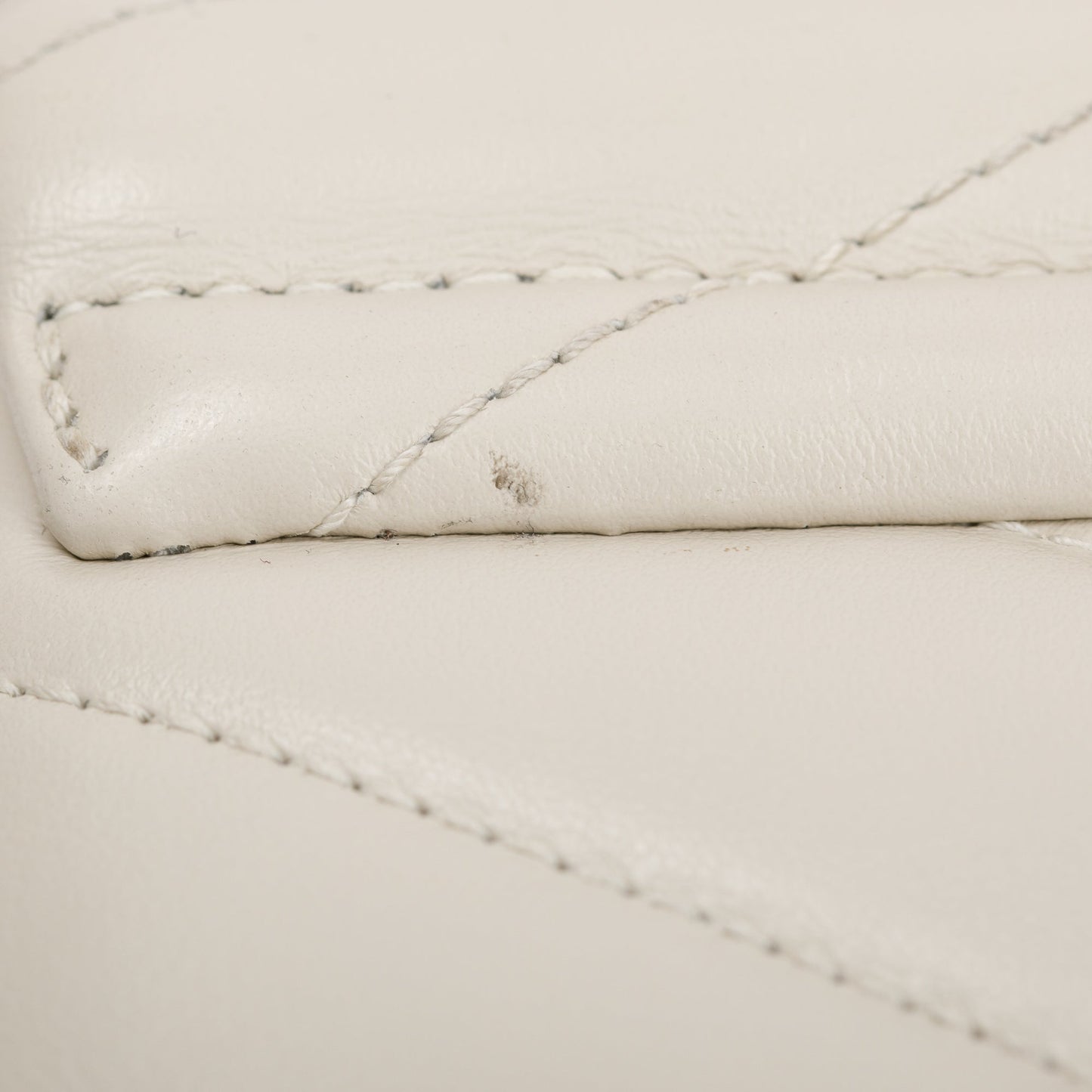 Saint Laurent White Calfskin Leather Small Loulou Monogram Shoulder Bag