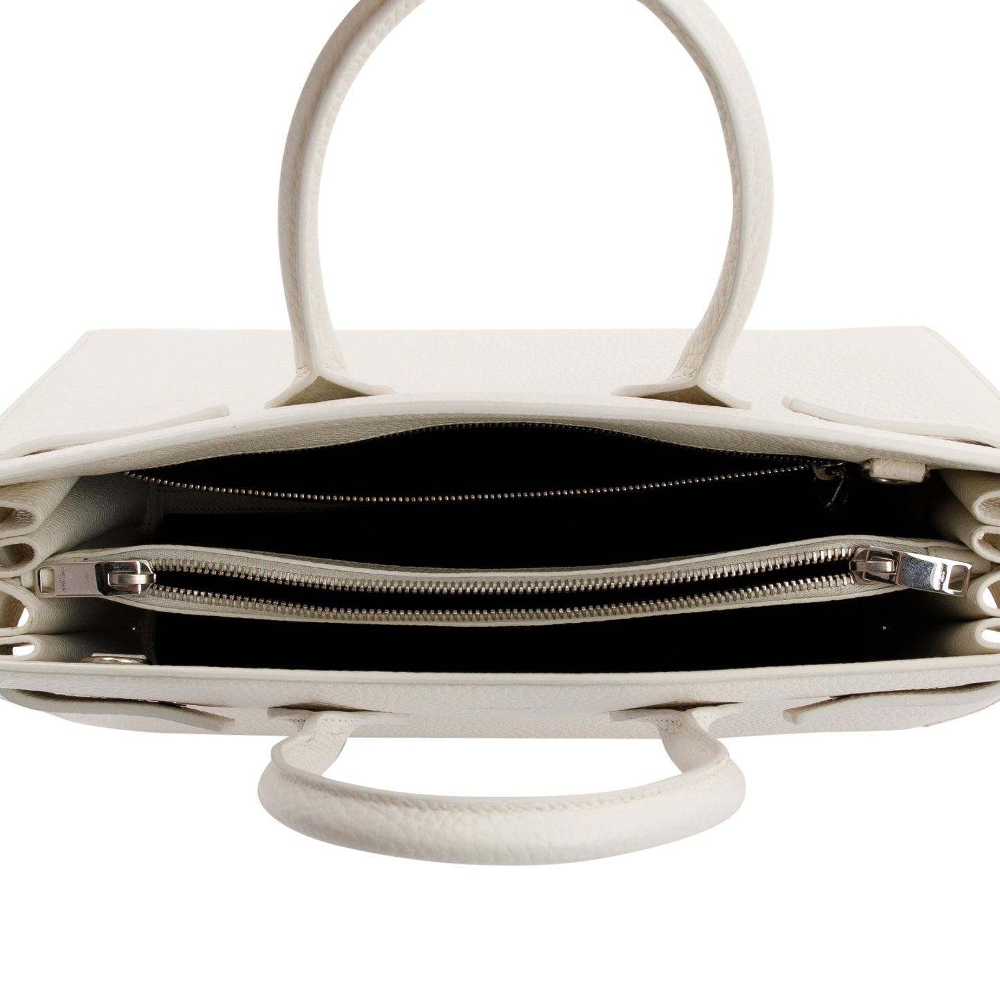 Saint Laurent White Grained Calfskin Small Sac De Jour