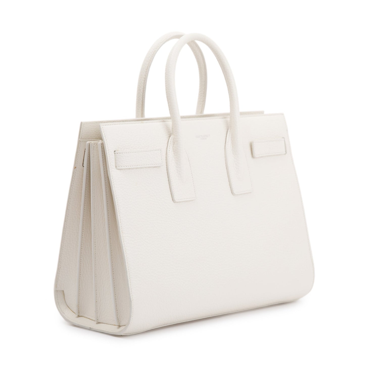 Saint Laurent White Grained Calfskin Small Sac De Jour