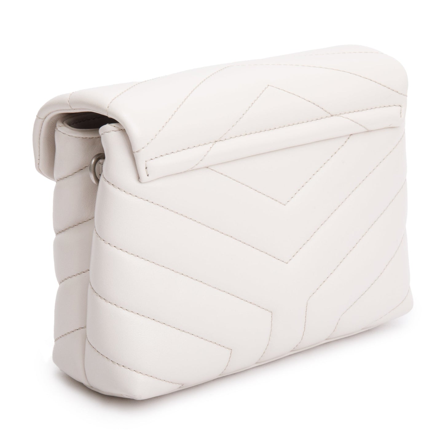 Saint Laurent White Monogram Matelasse Toy Loulou Crossbody Bag
