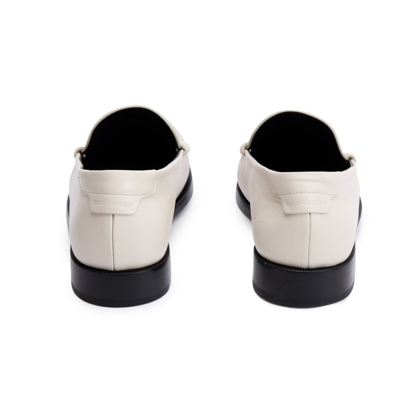 Saint Laurent White Smooth Leather Le Loafer Penny Shoes, Size 44