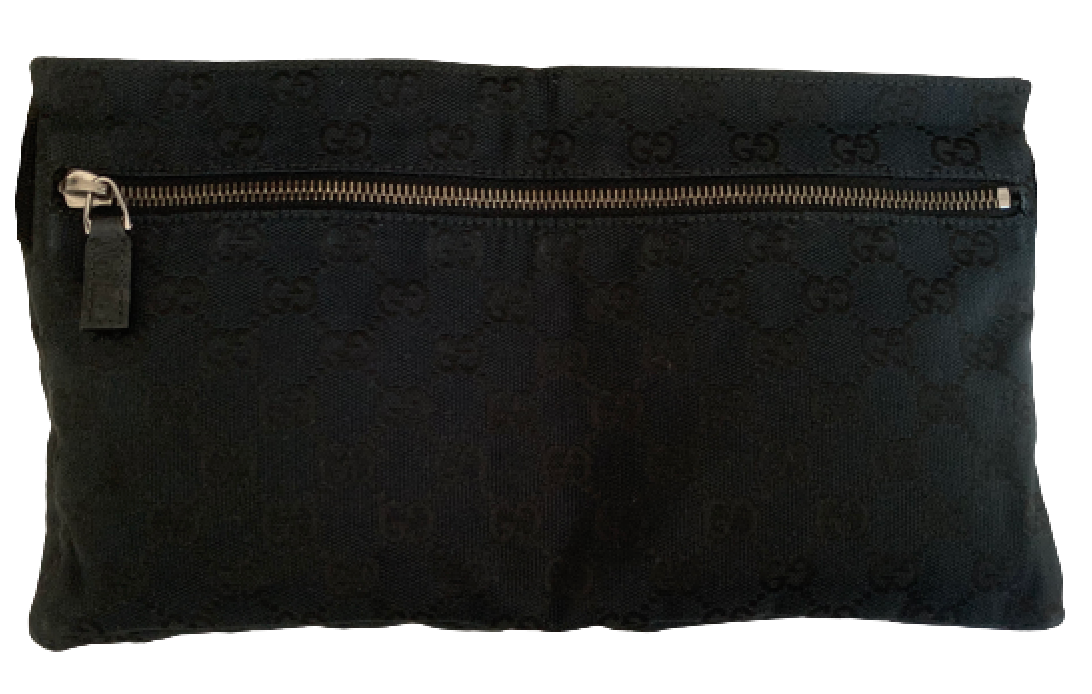 Luxury Gucci Black Jacquard Leather Bum Bag