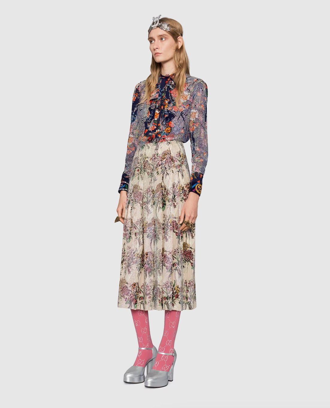 Luxury Gucci Floral Bouquet Print with Crystals Skirt IT 38 (UK 6)  2250