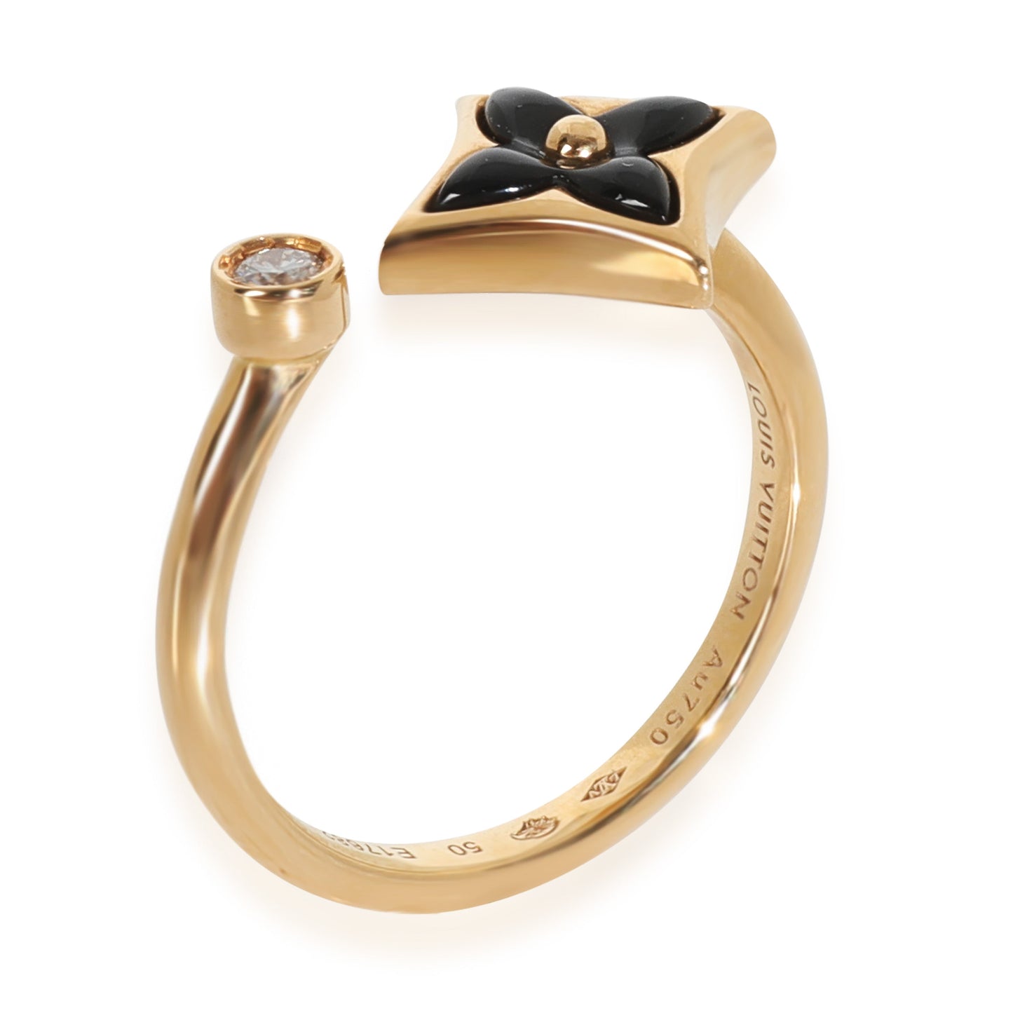 Louis Vuitton Yellow Gold Onyx and Diamond Color Blossom Mini Star Ring