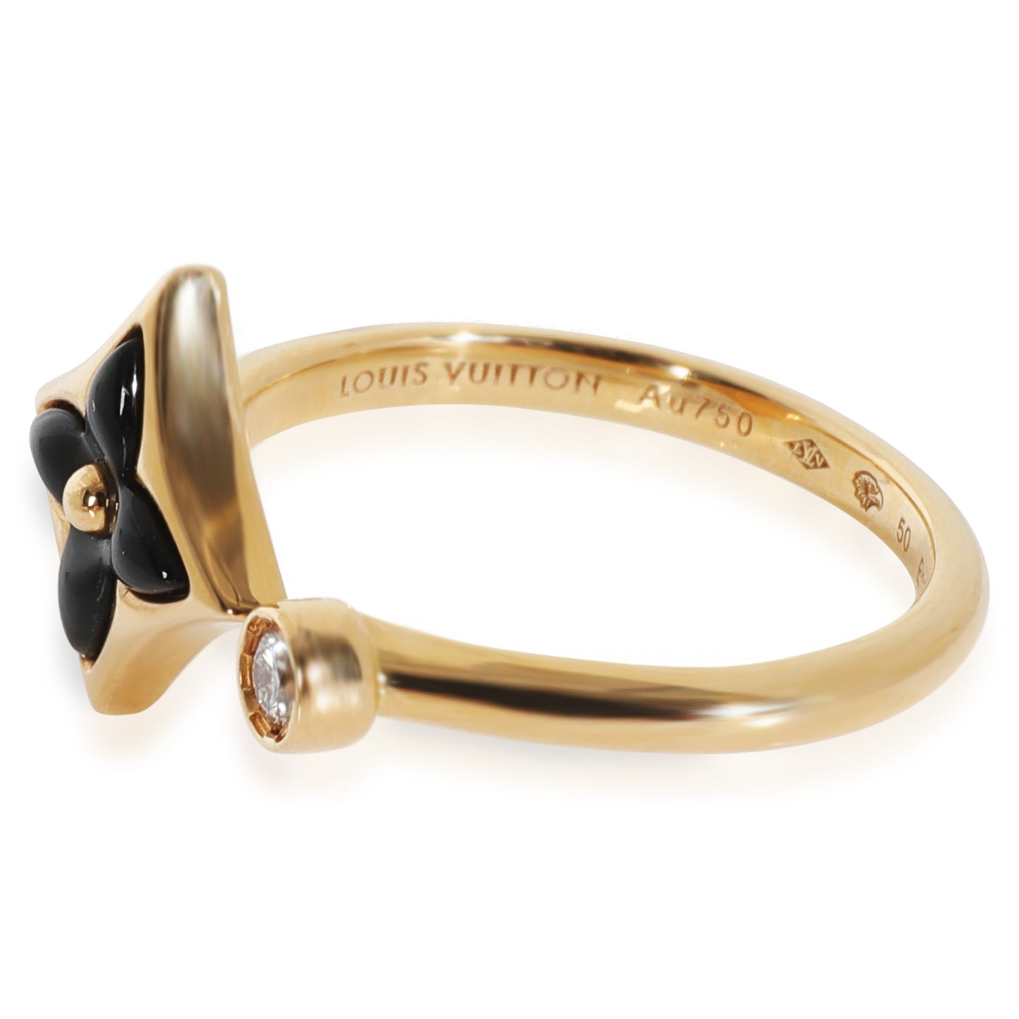 Louis Vuitton Yellow Gold Onyx and Diamond Color Blossom Mini Star Ring