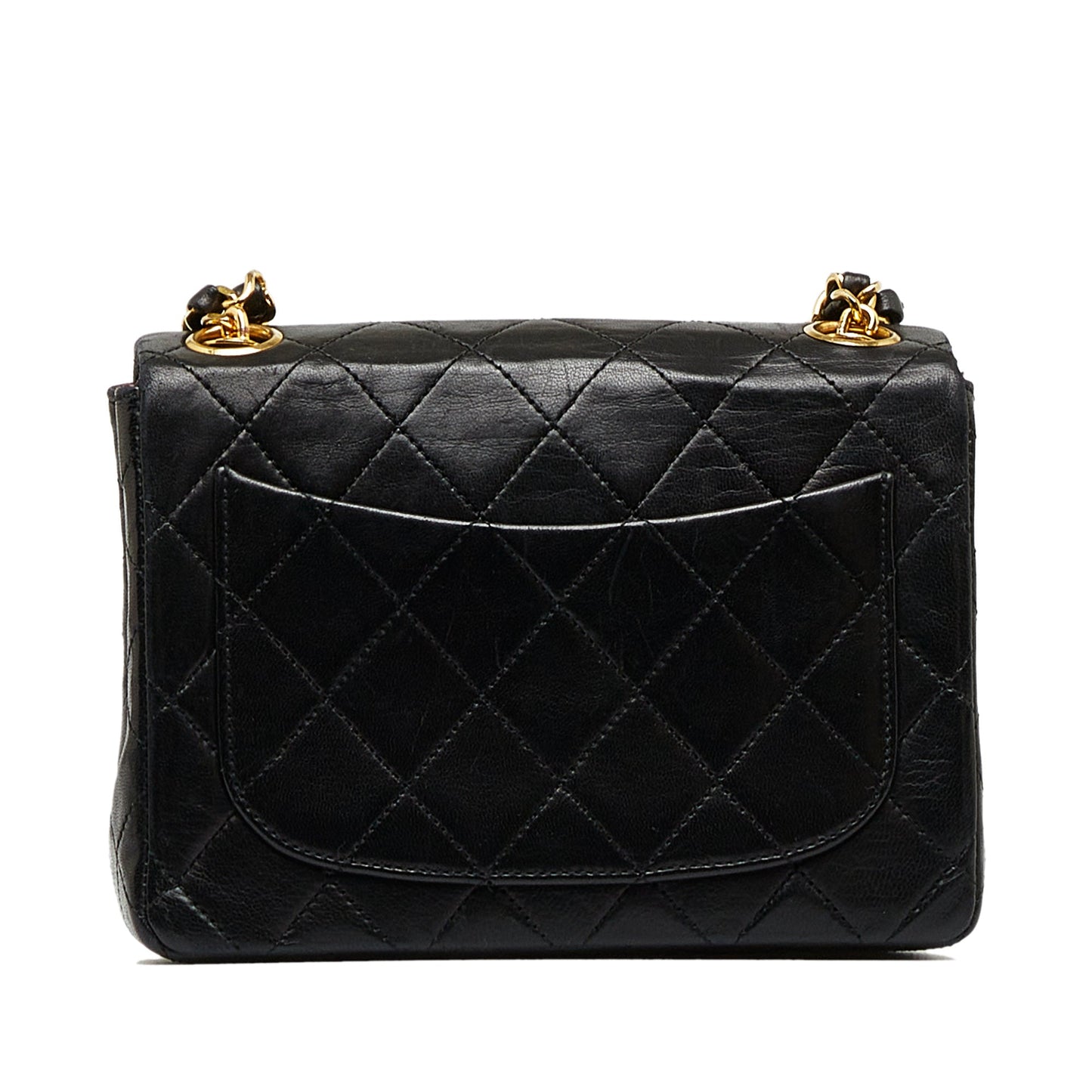 Luxury Chanel Classic Flap Mini Black Square Lambskin Gold