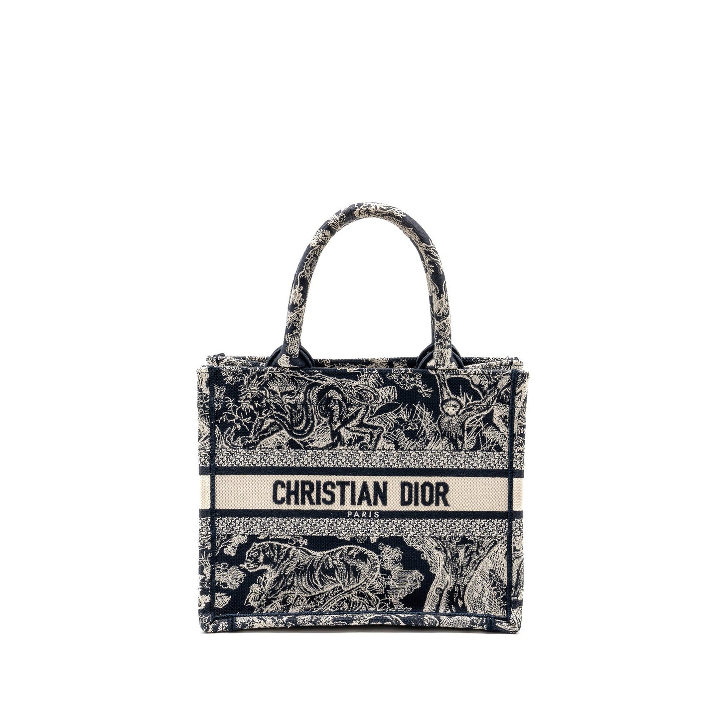 Luxury Dior Small Book Tote Blue/White Toile de Jouy Reverse Embroidery