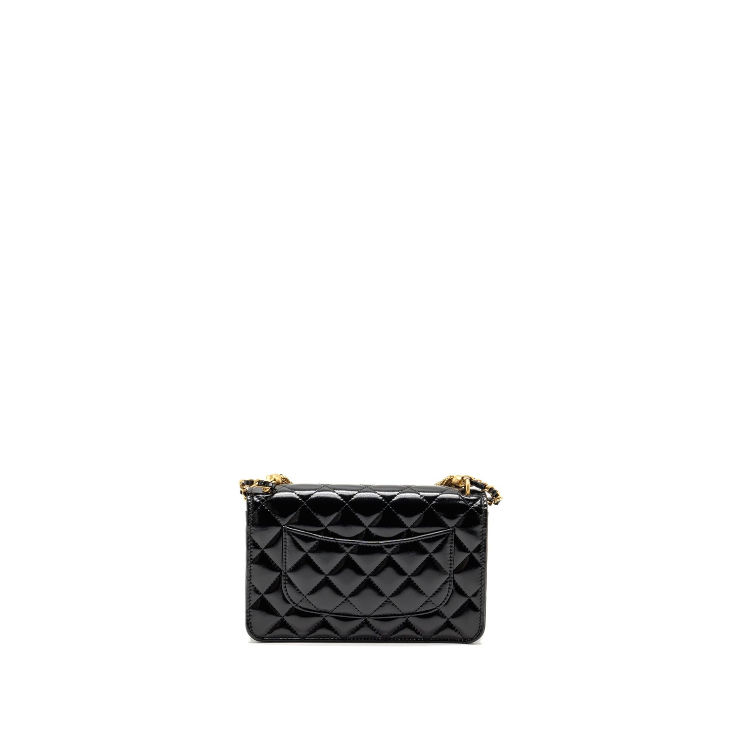 Chanel 24A Wallet On Chain Shiny Calfskin Black GHW (Microchip)