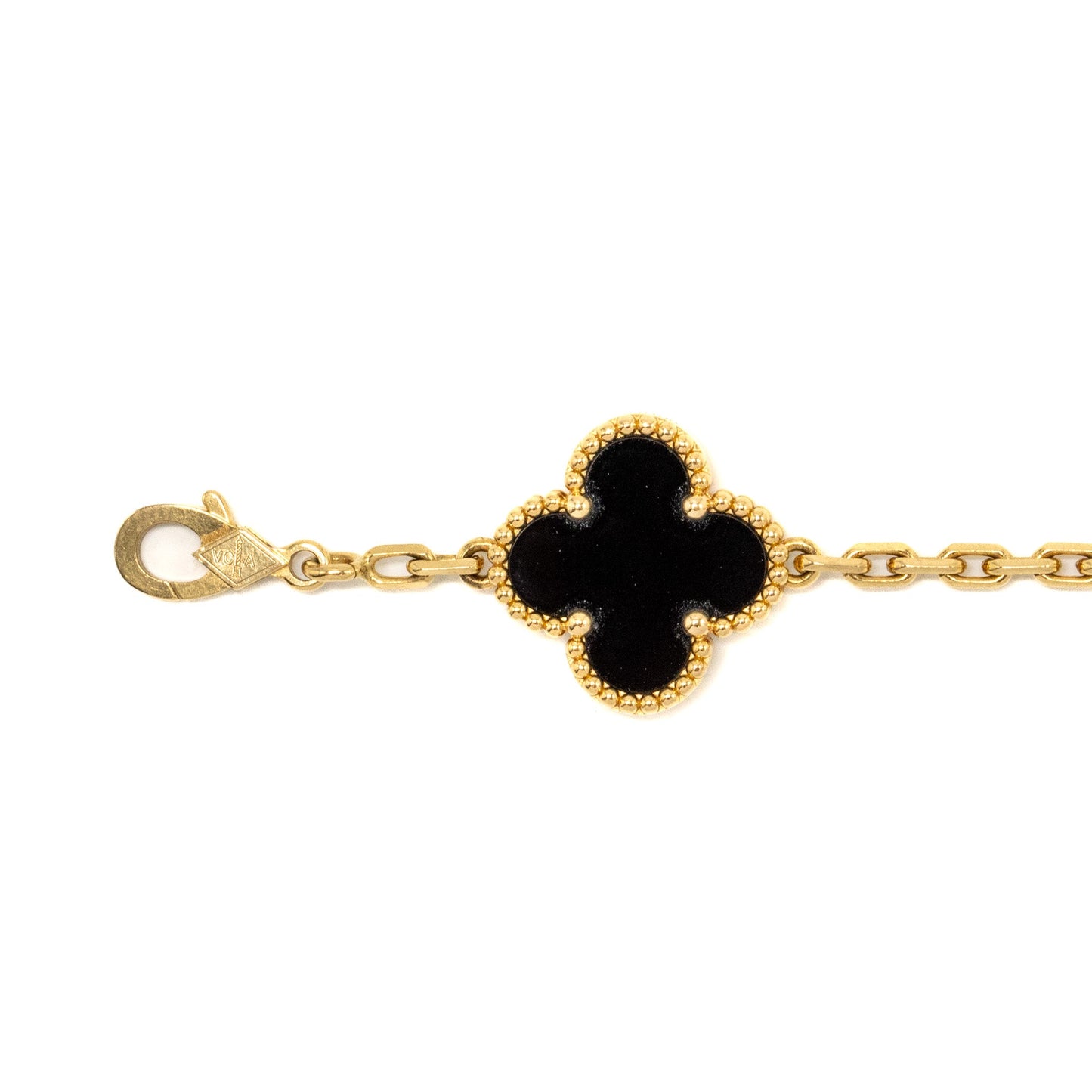 Van Cleef & Arpels Vintage Alhambra Bracelet 5 Motifs Yellow Gold, Onyx