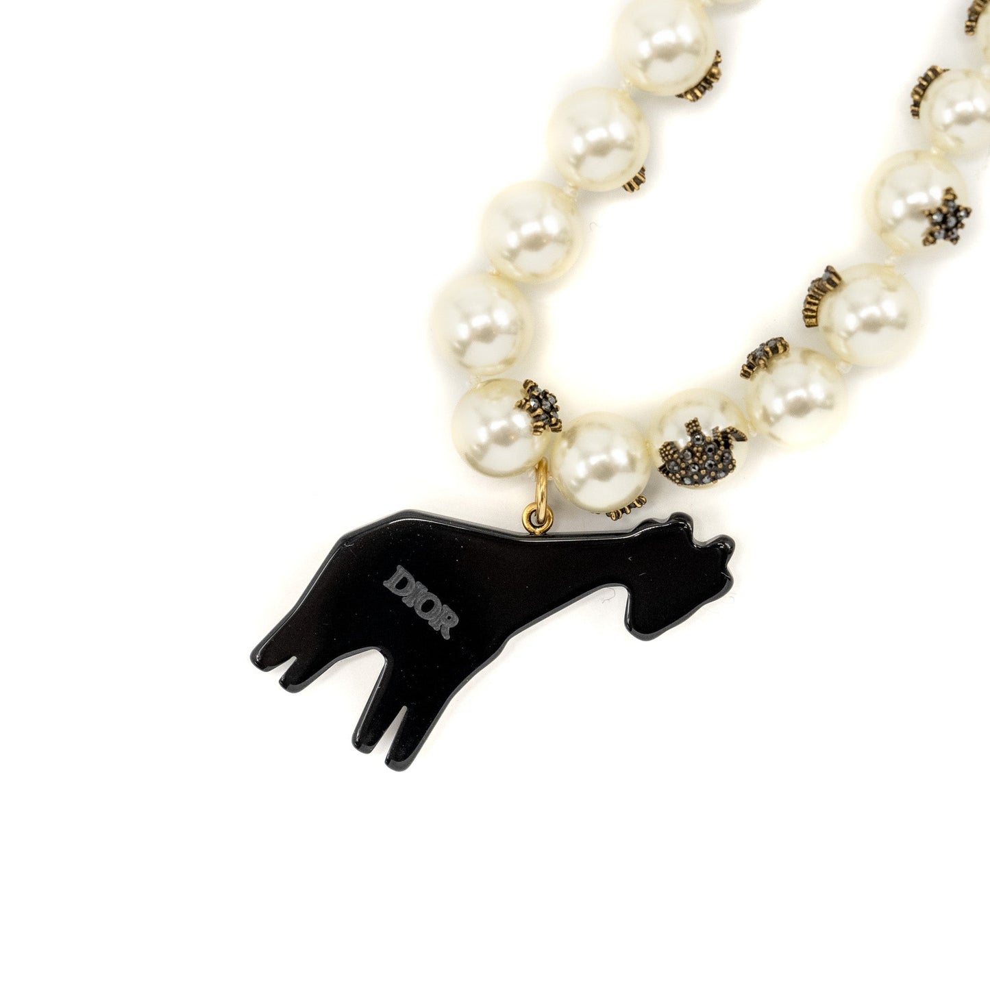 Luxury Dior Giraffe Pearl Chocker Gold Tone