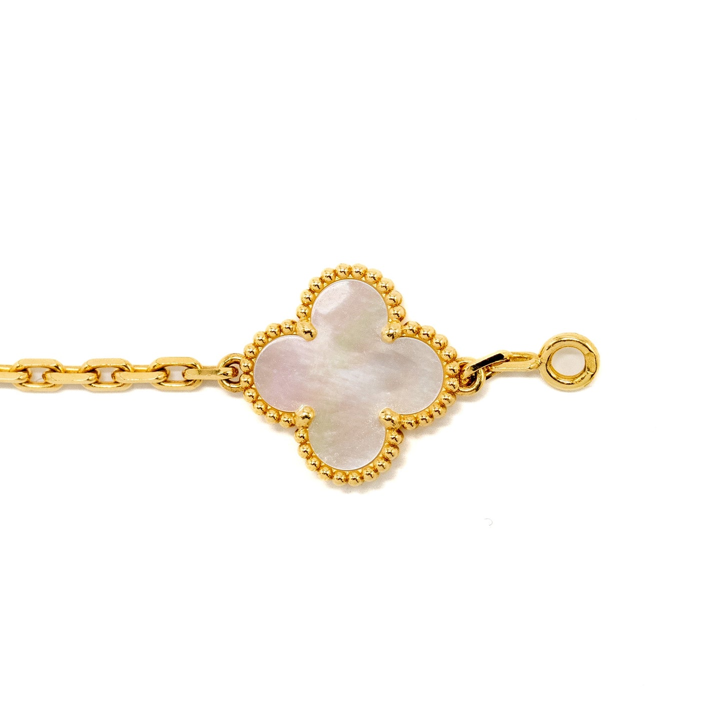 Van Cleef and Arpels vintage Alhambra Bracelet, 5 Motifs 18K Yellow Gold, mother of pearl