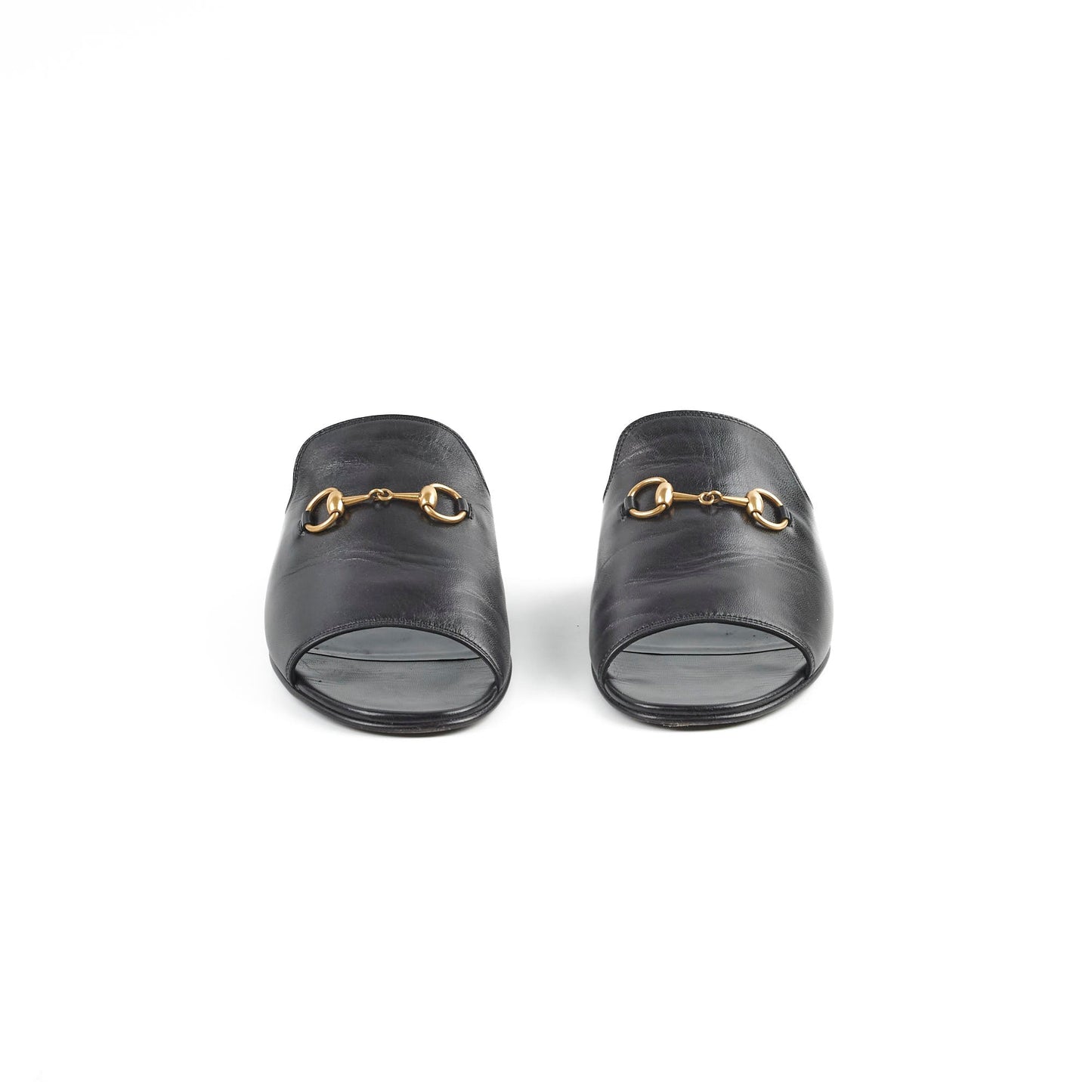 Luxury Gucci Trending 2025 Black Leather Horsebit Malaga Kid Flat Slides