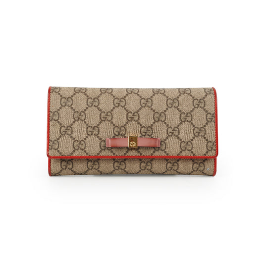 Luxury Gucci Trending 2025 Bow Long Wallet Monogram Canvas