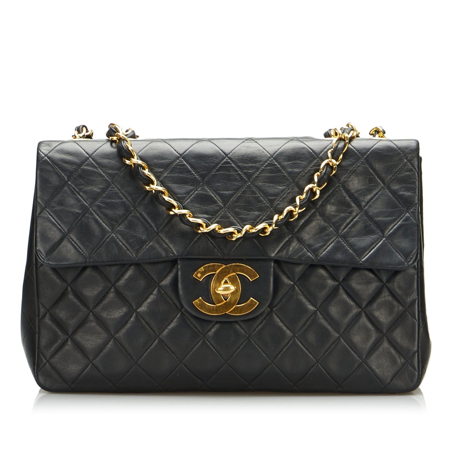 Luxury Chanel Classic Double Flap Jumbo Black Lambskin Gold