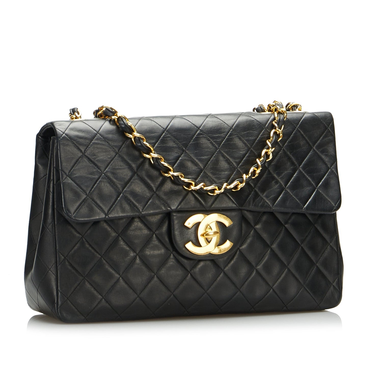 Luxury Chanel Classic Double Flap Jumbo Black Lambskin Gold