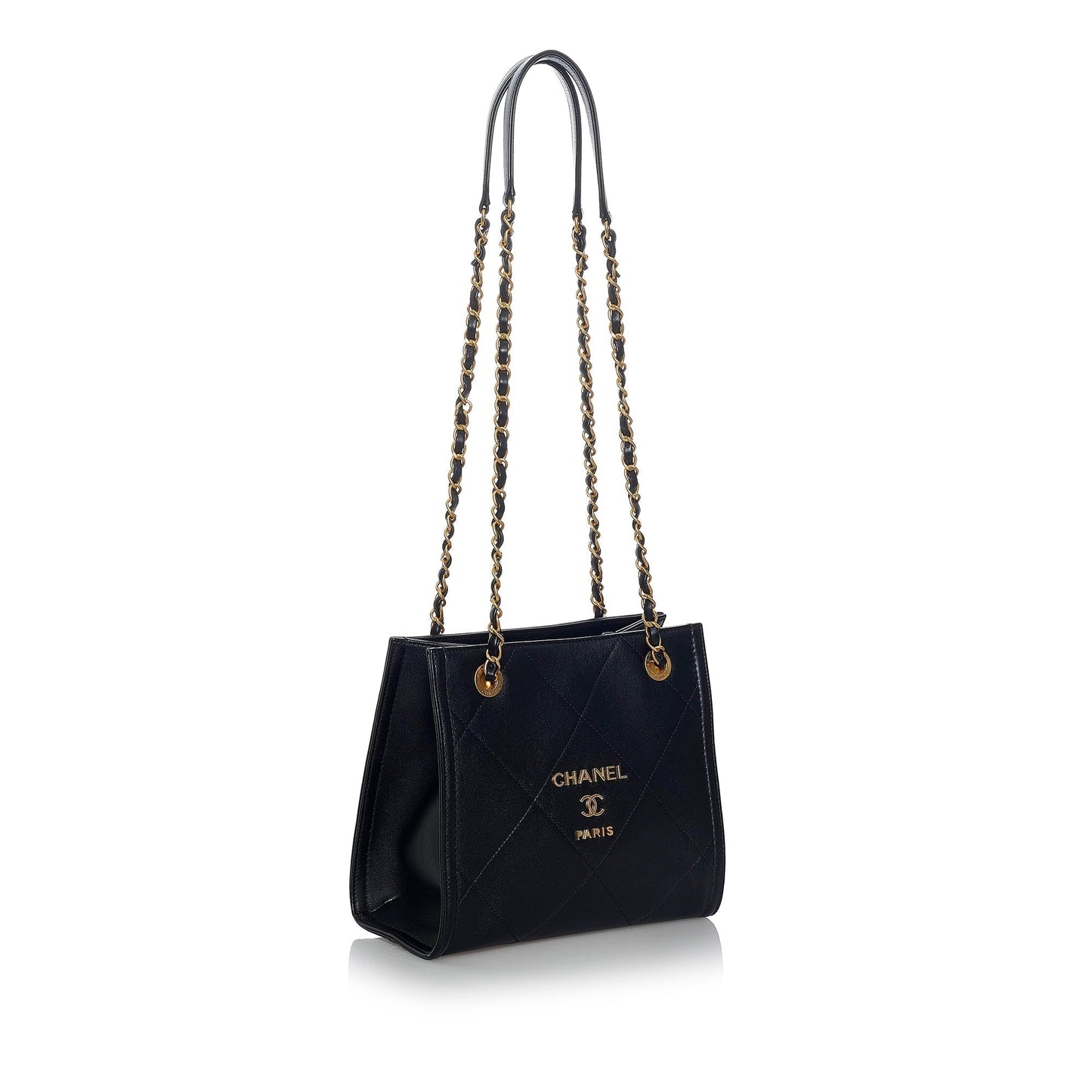Luxury Chanel Shopper Tote Mini Black Calfskin Gold