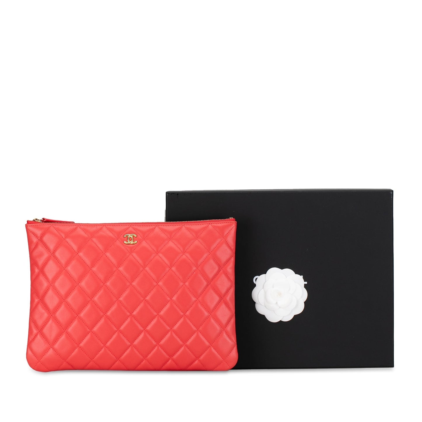 CHANEL Quilted Lambskin O Case Clutch Clutch Bag