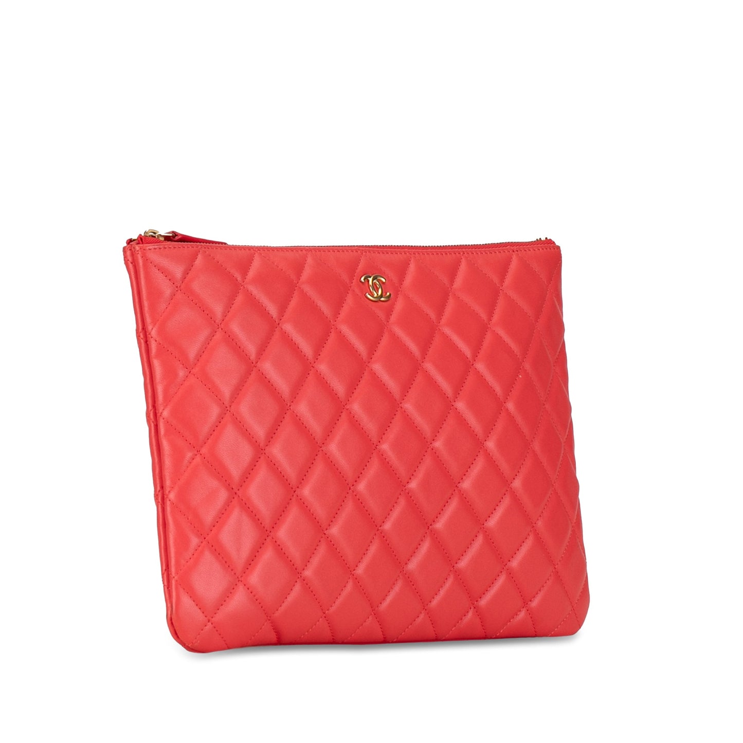 CHANEL Quilted Lambskin O Case Clutch Clutch Bag