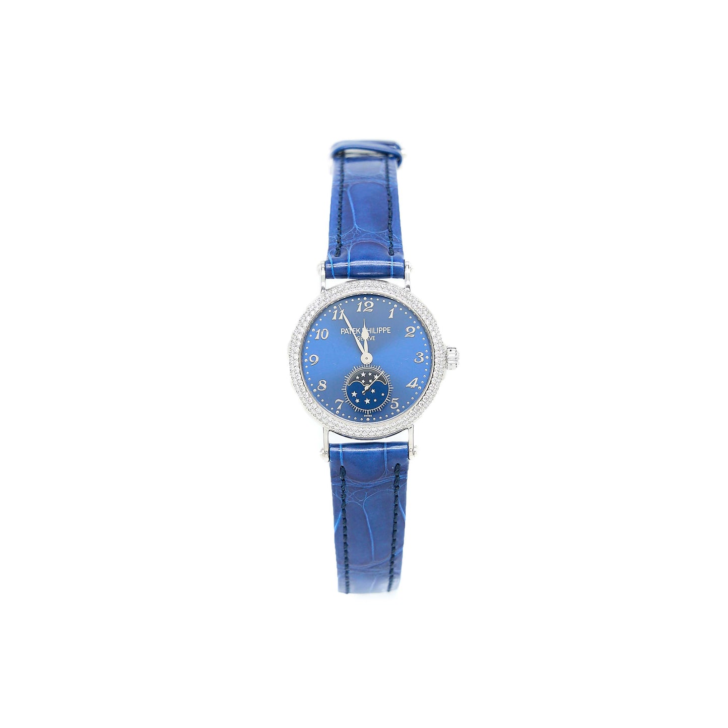 Patek Philippe 7121-200G-001 Complications 33MM White Gold Blue Sunburst Dial With Diamonds