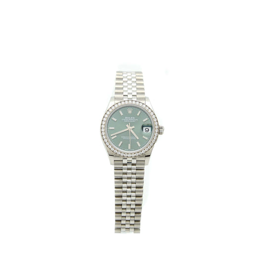 Rolex 31mm Datejust Oyster Perpetual Oystersteel White Gold Mint Green Dial With Jubilee Bracelet M278384RBR-0022