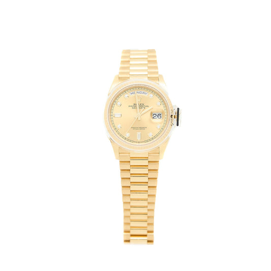 Rolex 36MM Day-Date Yellow Gold Bracelet with Champagne Diamond Set Dial M128238-0008