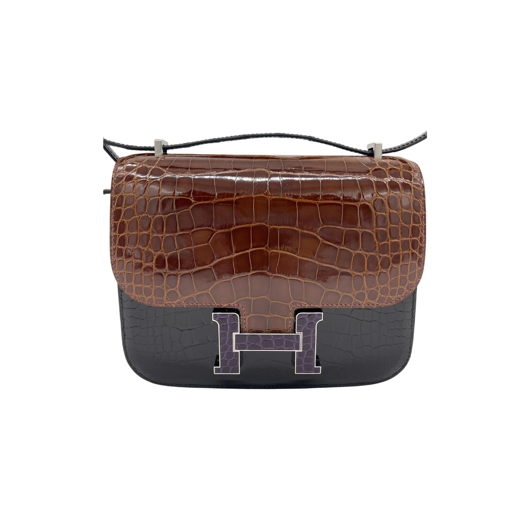 Luxury Hermes Constance III 18 Mini Marquetry AL Noir/Miel/Cassic