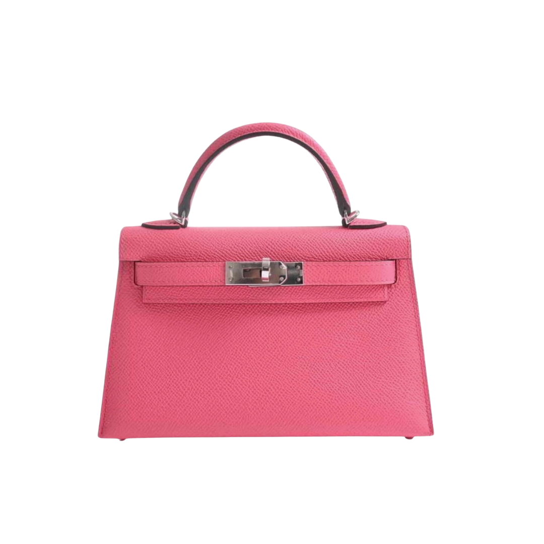 Luxury Hermes Mini Kelly II Sellier Epsom Rose Azalee Palladium Hardware