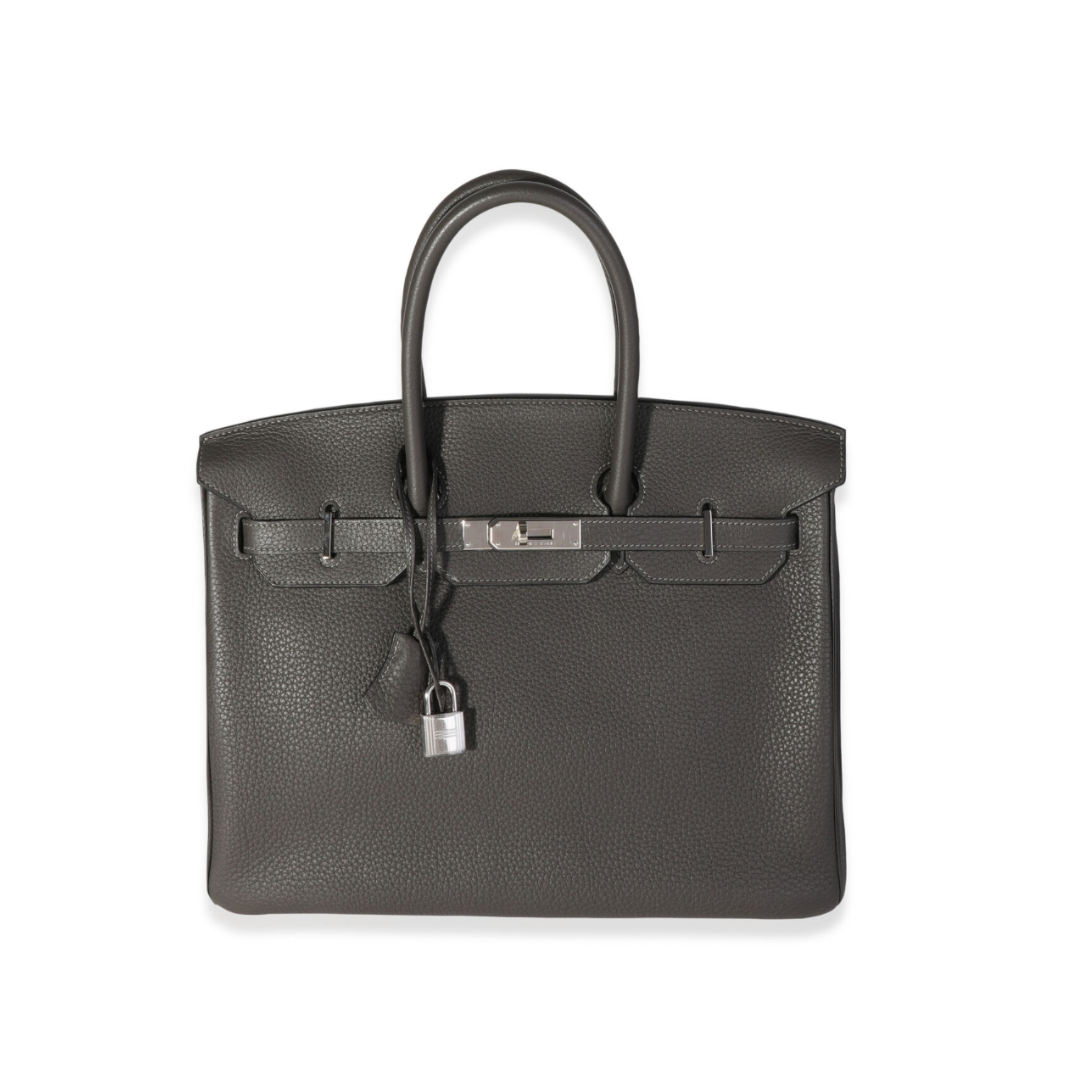 Luxury Hermes Birkin 35 Togo Graphite Palladium Hardware
