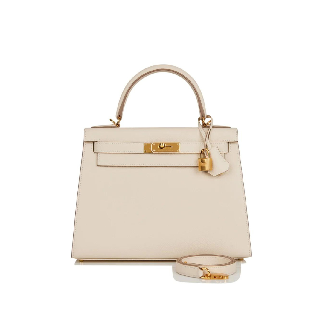Luxury Hermes Kelly Sellier 28 Epsom Craie Gold Hardware