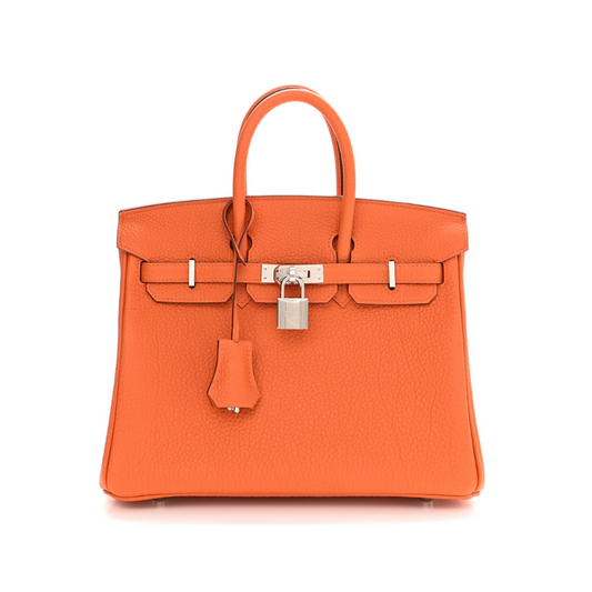 Luxury Hermes Birkin 25 Orange Togo Palladium Hardware