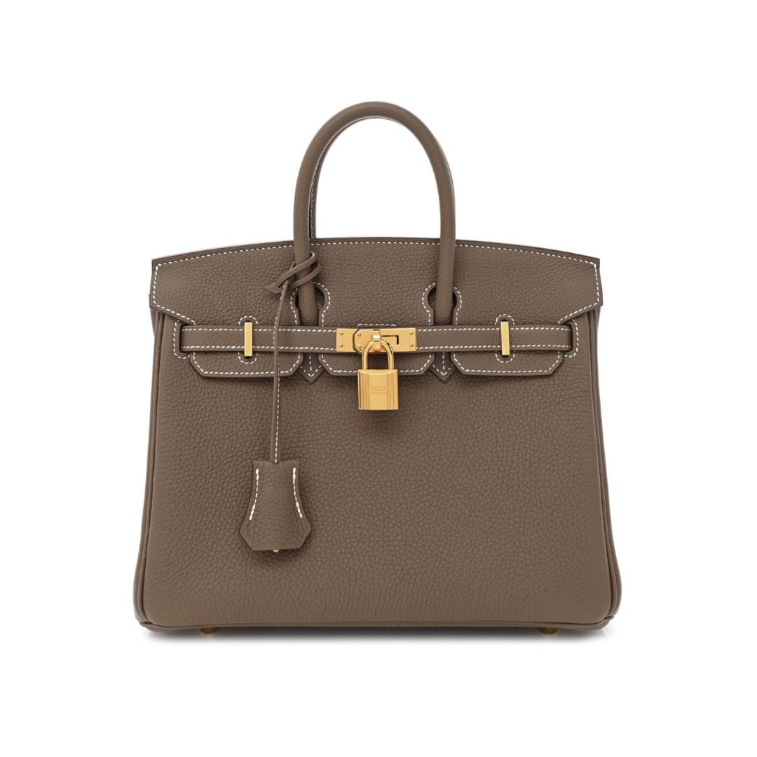 Luxury Hermes Birkin 25 Etoupe Togo Gold Hardware