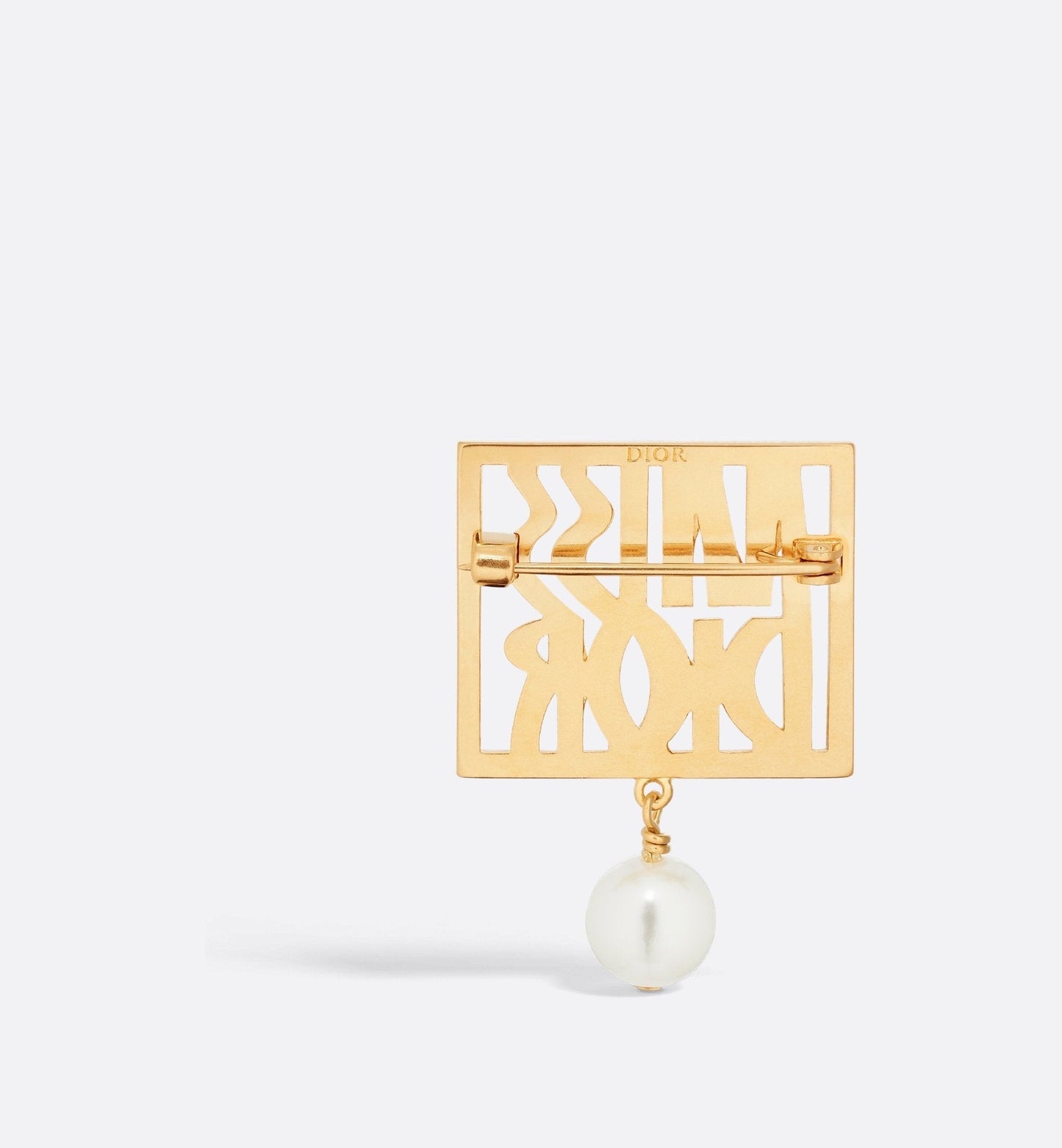 Miss Luxury Dior Brooch Gold Finish Metal And A White Resin Pearl