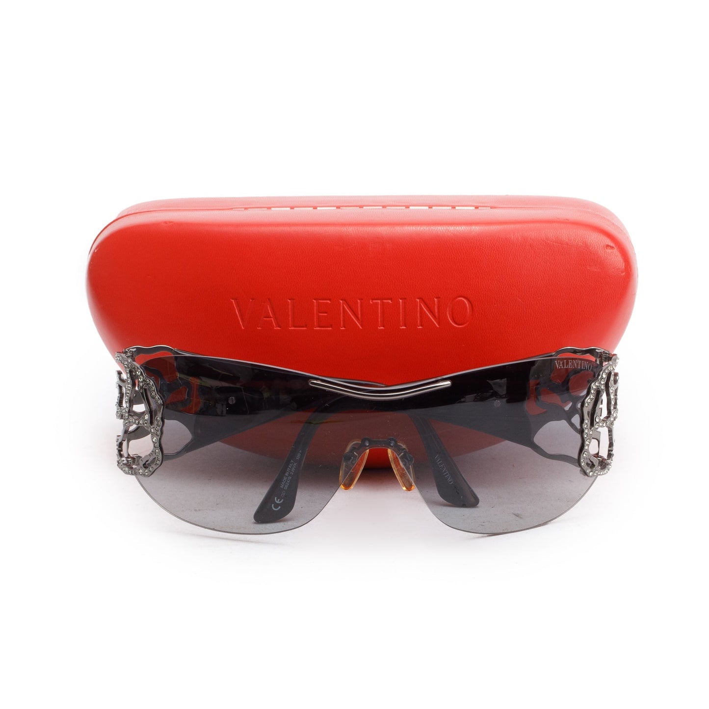 Valentino 5624/S Black Acetate Crystal Flower Shield Sunglasses