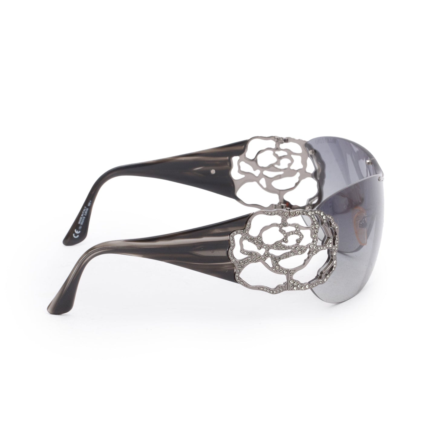 Valentino 5624/S Black Acetate Crystal Flower Shield Sunglasses