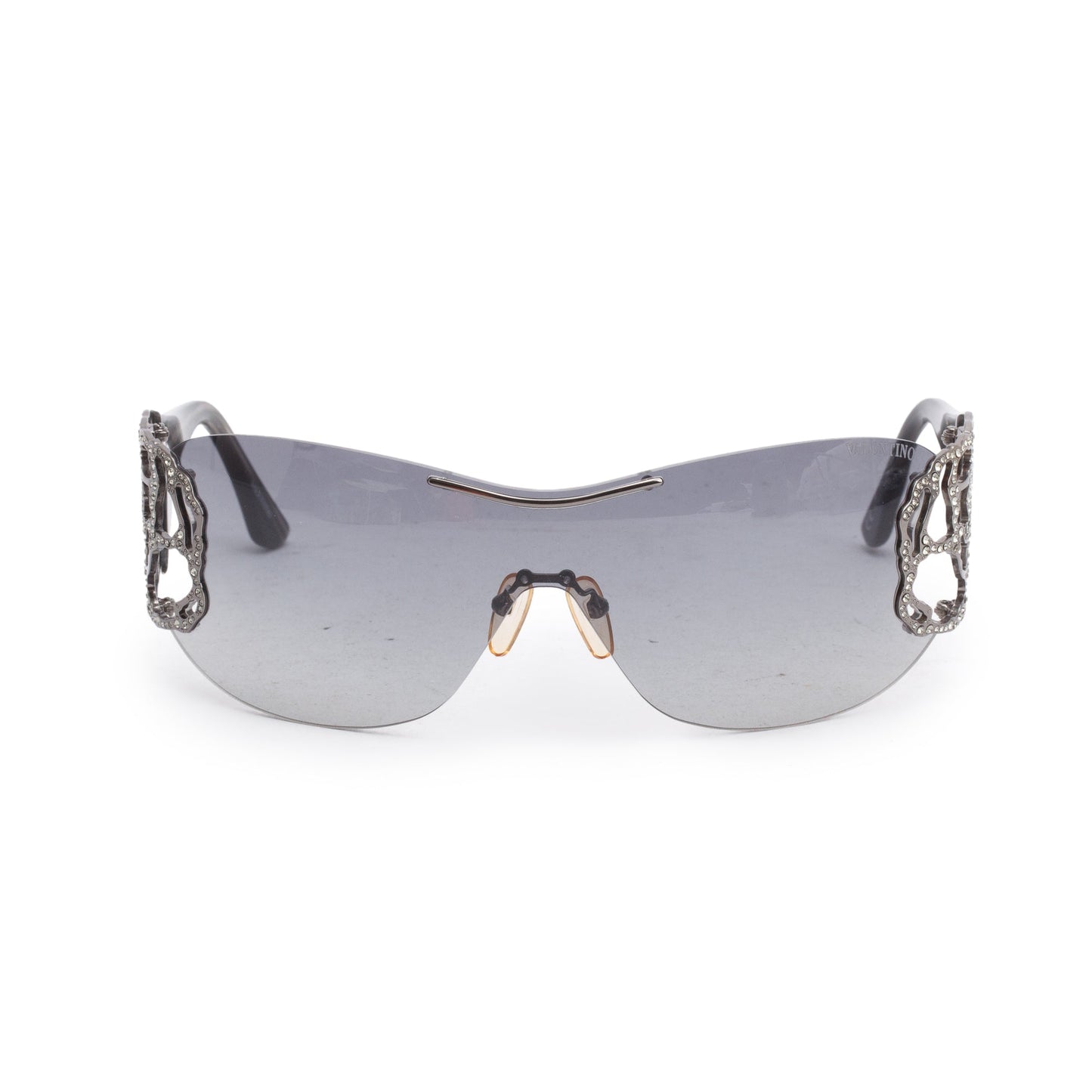 Valentino 5624/S Black Acetate Crystal Flower Shield Sunglasses