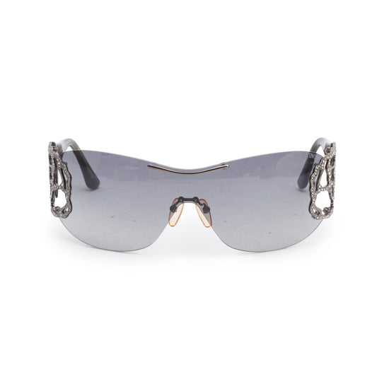 Valentino 5624/S Black Acetate Crystal Flower Shield Sunglasses
