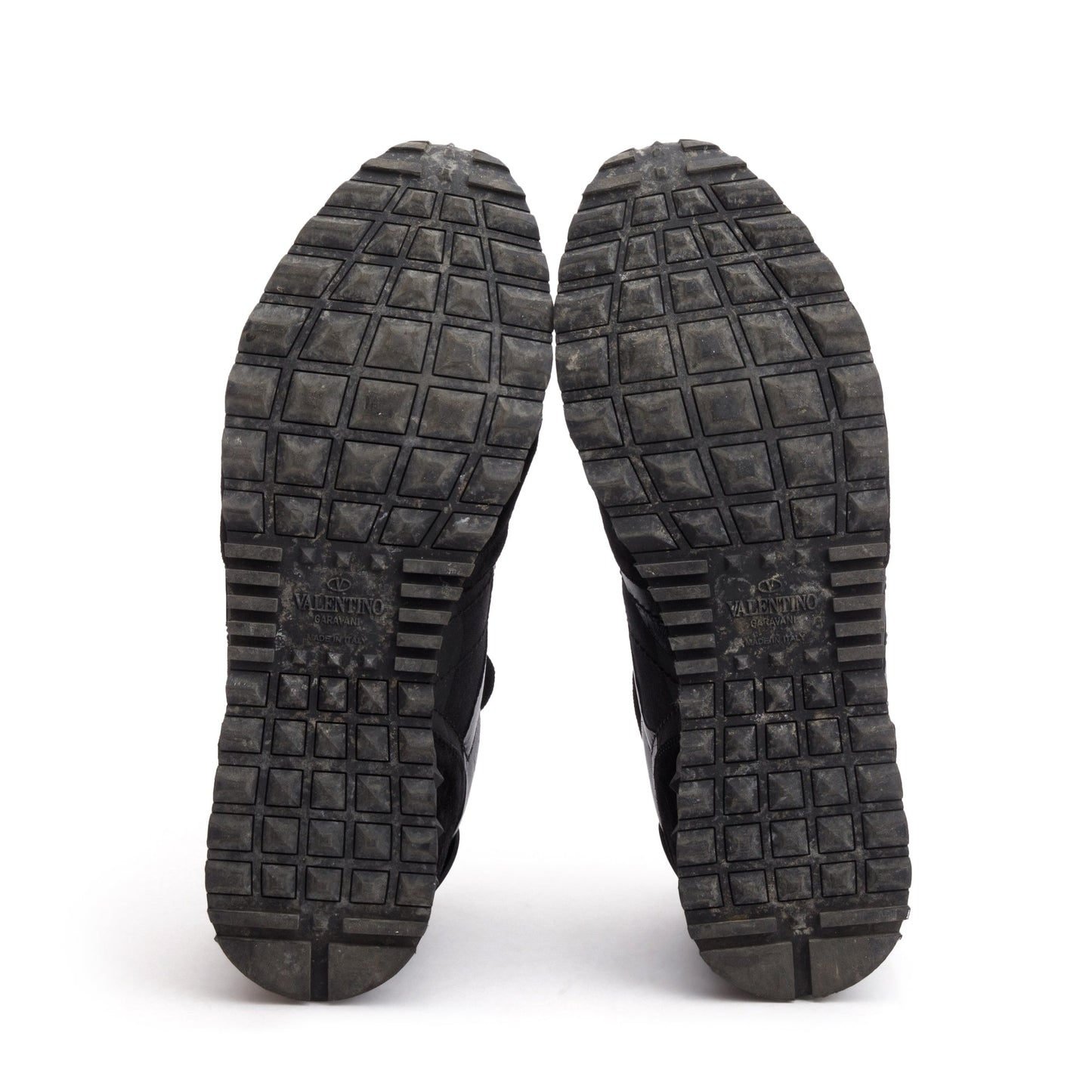 Valentino Black Camouflage Fabric Leather Rockrunner Sneakers, Size 42