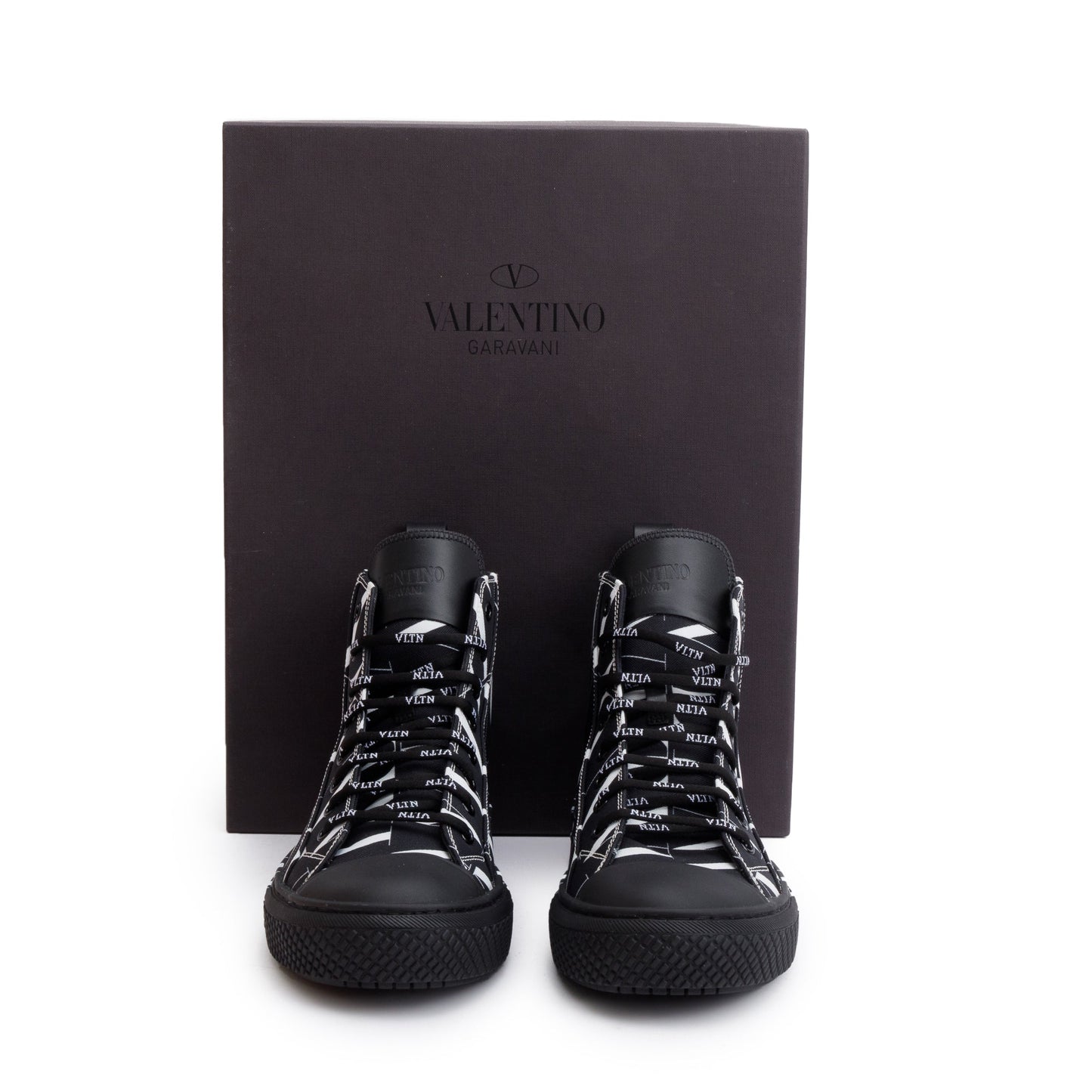 Valentino Black VLTN Canvas Mens Times Giggies High Top Sneakers, Size 41