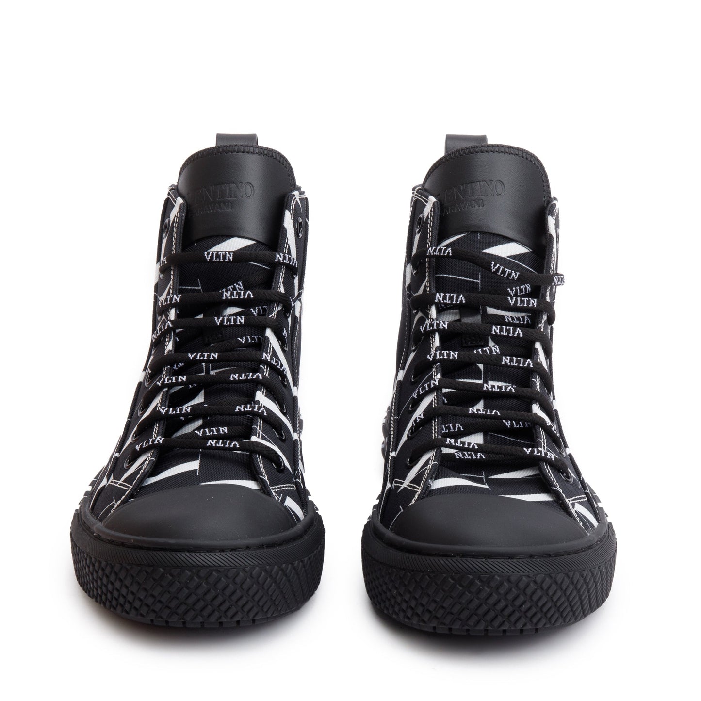 Valentino Black VLTN Canvas Mens Times Giggies High Top Sneakers, Size 41