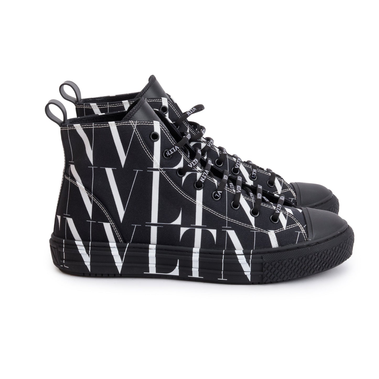 Valentino Black VLTN Canvas Mens Times Giggies High Top Sneakers, Size 41
