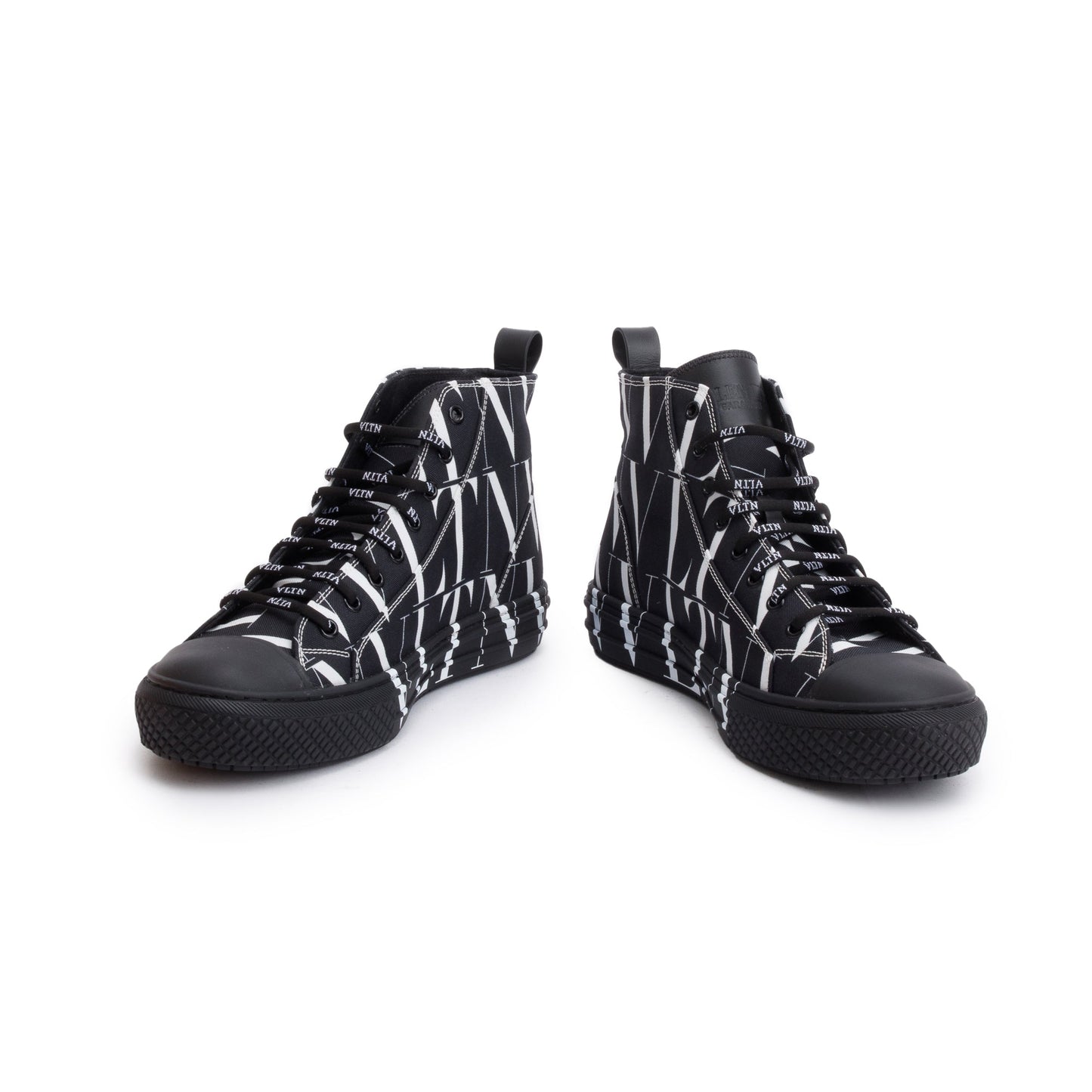 Valentino Black VLTN Canvas Mens Times Giggies High Top Sneakers, Size 41