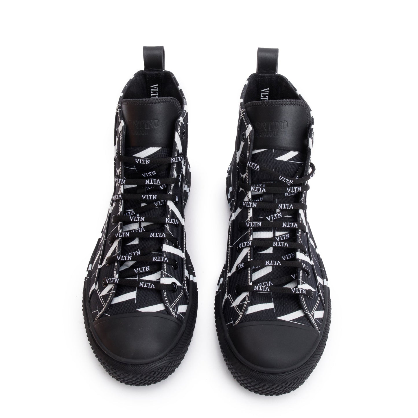 Valentino Black VLTN Canvas Mens Times Giggies High Top Sneakers, Size 41