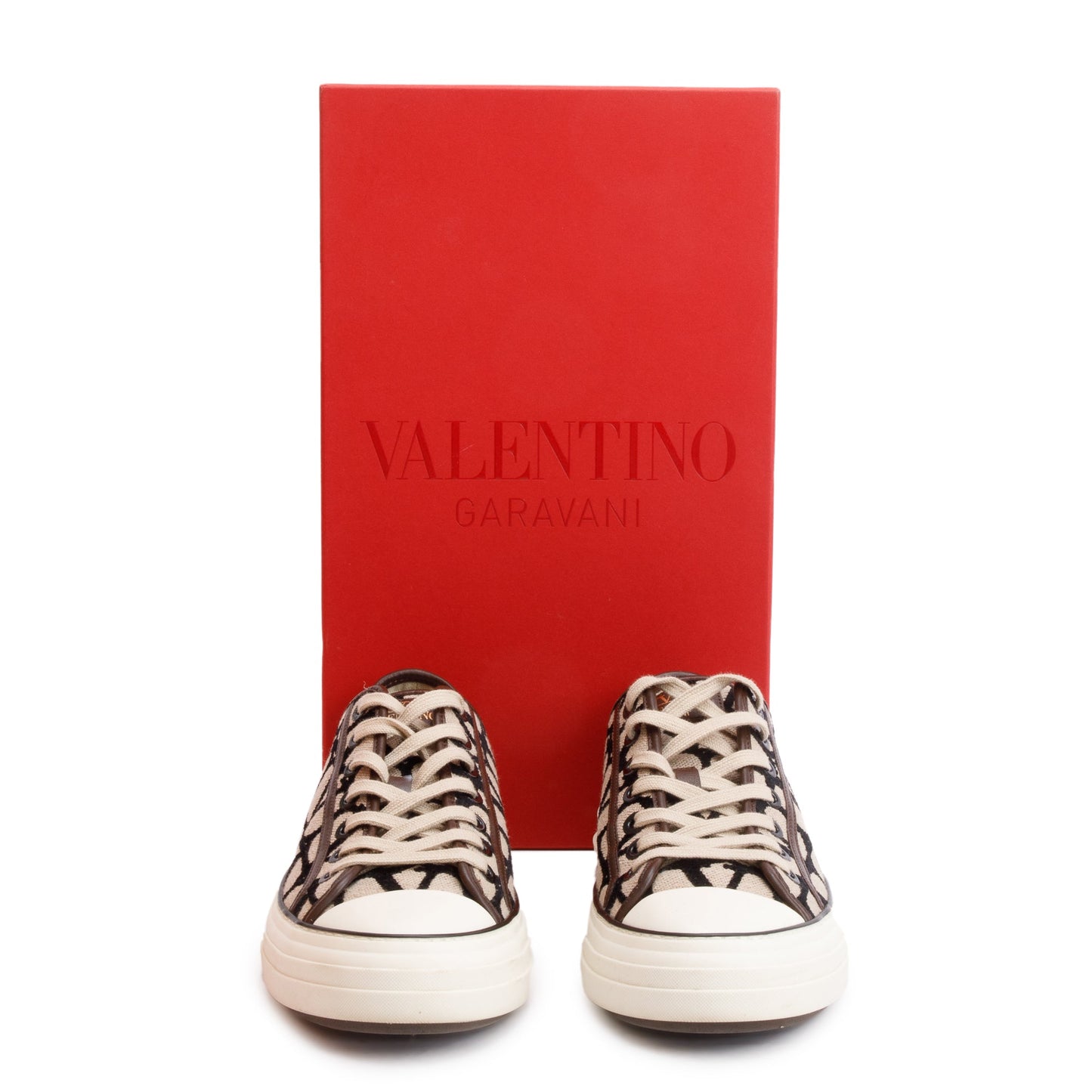 Valentino Brown Toile Iconographe Totaloop Low-Top Sneakers, Size 41