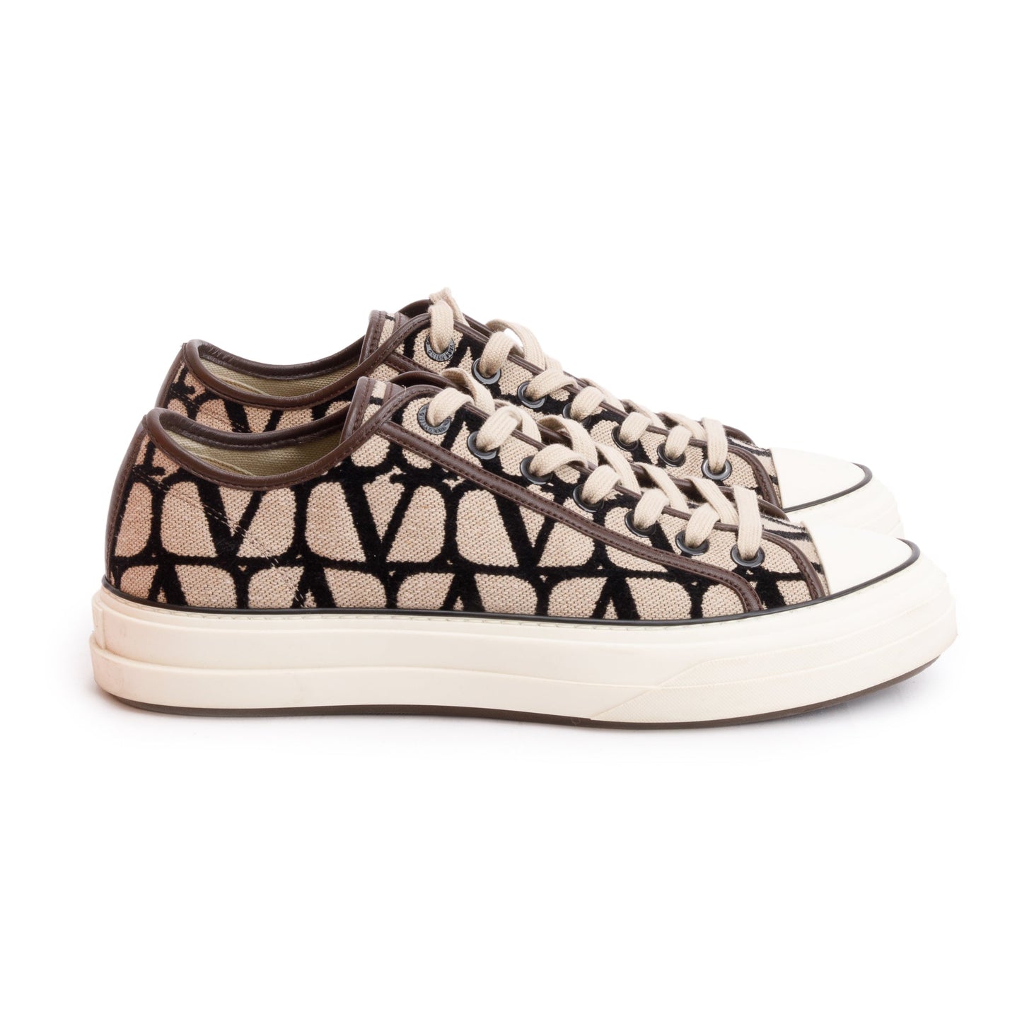 Valentino Brown Toile Iconographe Totaloop Low-Top Sneakers, Size 41