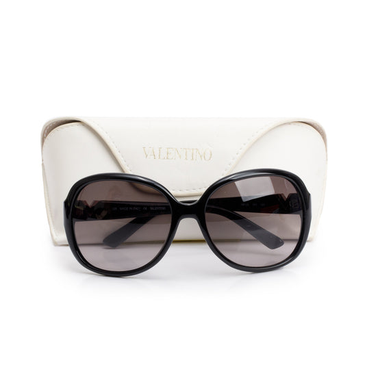 Valentino V612S  Black Acetate V Logo Square Sunglasses