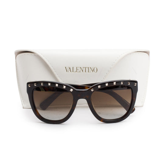 Valentino V677S Havana Acetate Rockstud Sunglasses
