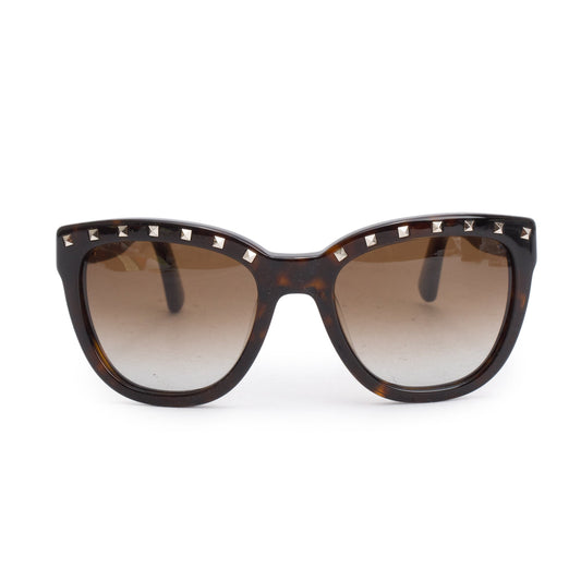 Valentino V677S Havana Acetate Rockstud Sunglasses